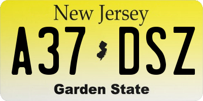 NJ license plate A37DSZ