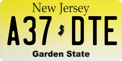 NJ license plate A37DTE