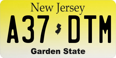 NJ license plate A37DTM