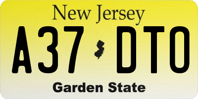NJ license plate A37DTO