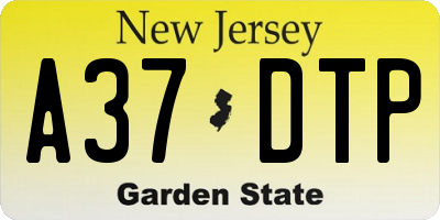 NJ license plate A37DTP