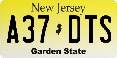NJ license plate A37DTS