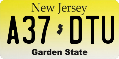 NJ license plate A37DTU