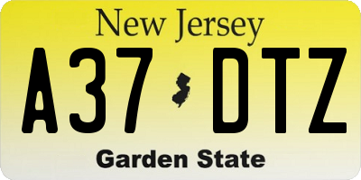 NJ license plate A37DTZ