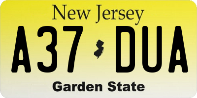 NJ license plate A37DUA