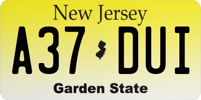 NJ license plate A37DUI