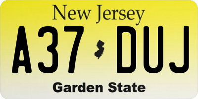 NJ license plate A37DUJ