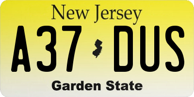 NJ license plate A37DUS