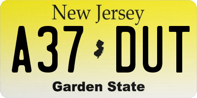 NJ license plate A37DUT