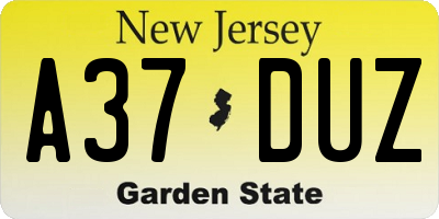 NJ license plate A37DUZ