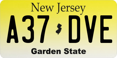 NJ license plate A37DVE