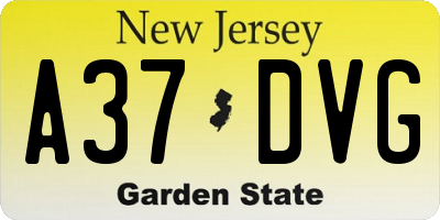 NJ license plate A37DVG