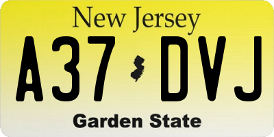NJ license plate A37DVJ