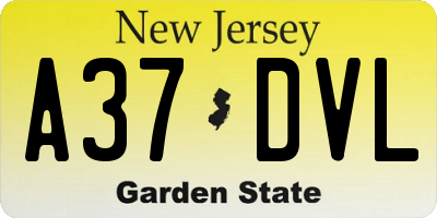 NJ license plate A37DVL
