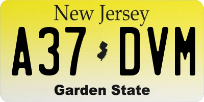 NJ license plate A37DVM
