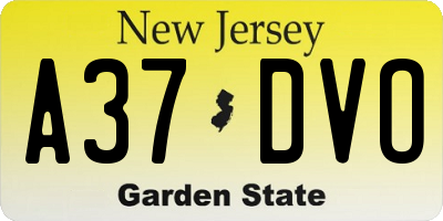 NJ license plate A37DVO