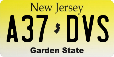 NJ license plate A37DVS