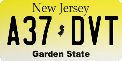 NJ license plate A37DVT