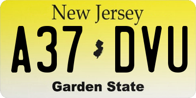 NJ license plate A37DVU