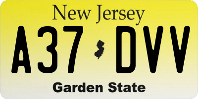 NJ license plate A37DVV