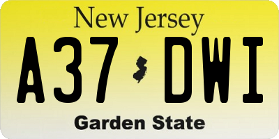 NJ license plate A37DWI