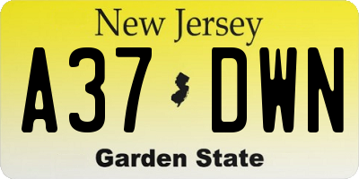 NJ license plate A37DWN