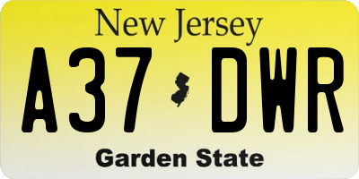 NJ license plate A37DWR