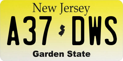 NJ license plate A37DWS