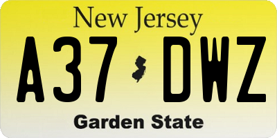 NJ license plate A37DWZ