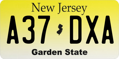 NJ license plate A37DXA