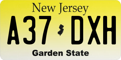 NJ license plate A37DXH