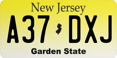 NJ license plate A37DXJ
