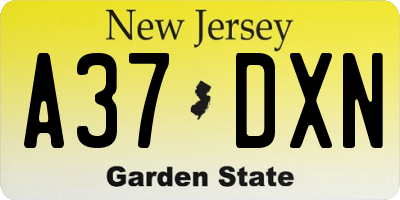 NJ license plate A37DXN
