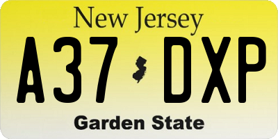 NJ license plate A37DXP