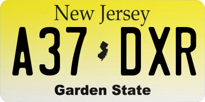 NJ license plate A37DXR