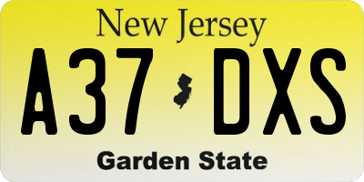 NJ license plate A37DXS