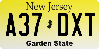 NJ license plate A37DXT