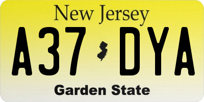 NJ license plate A37DYA
