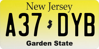 NJ license plate A37DYB