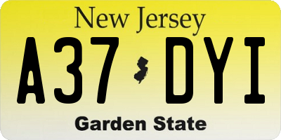 NJ license plate A37DYI