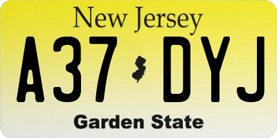 NJ license plate A37DYJ