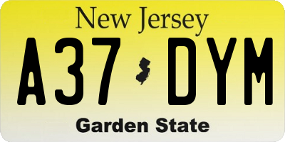 NJ license plate A37DYM