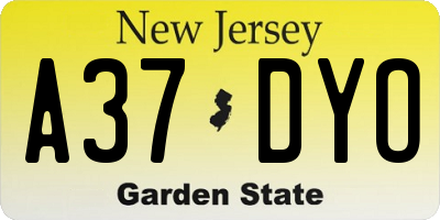NJ license plate A37DYO