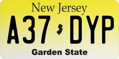 NJ license plate A37DYP