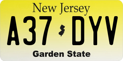 NJ license plate A37DYV