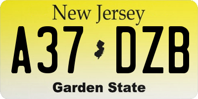 NJ license plate A37DZB