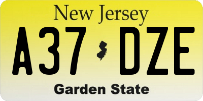 NJ license plate A37DZE
