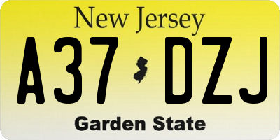 NJ license plate A37DZJ