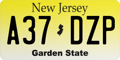 NJ license plate A37DZP