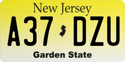 NJ license plate A37DZU